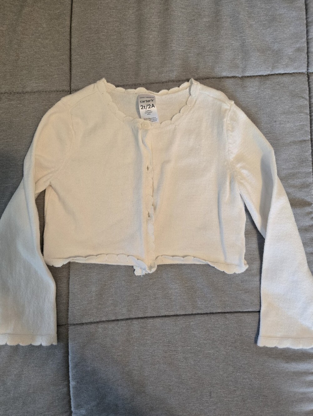 Carter's Toddler Girl Cropped Button Down Cardigan with Scallop Detail- size 2T